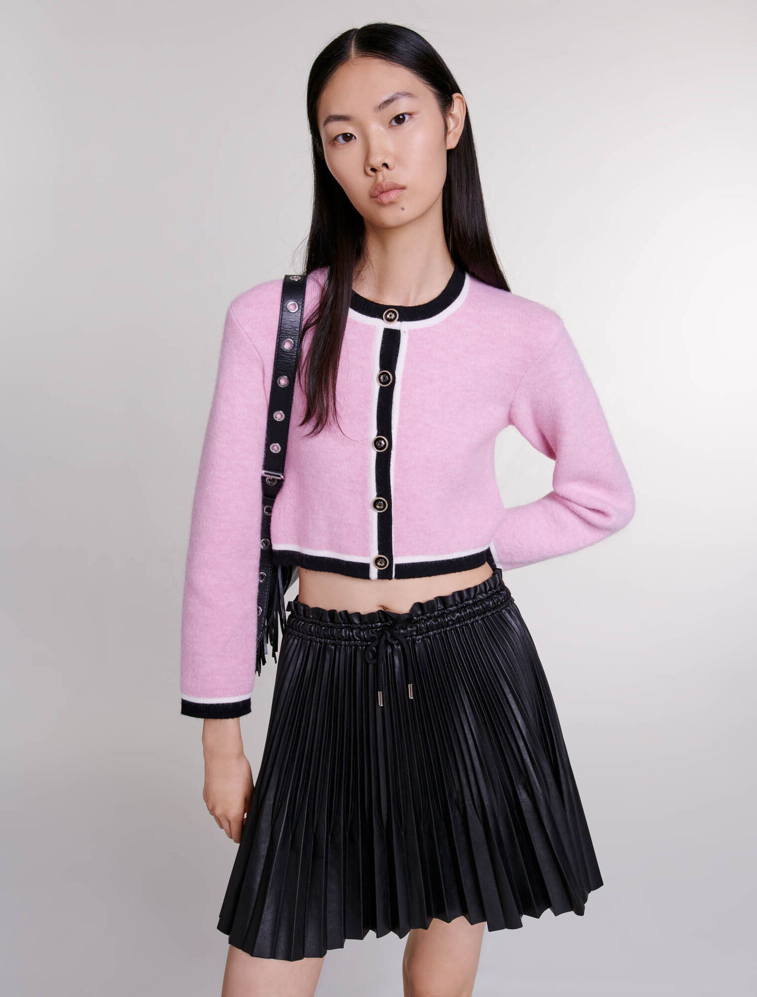 Cropped knit cardigan