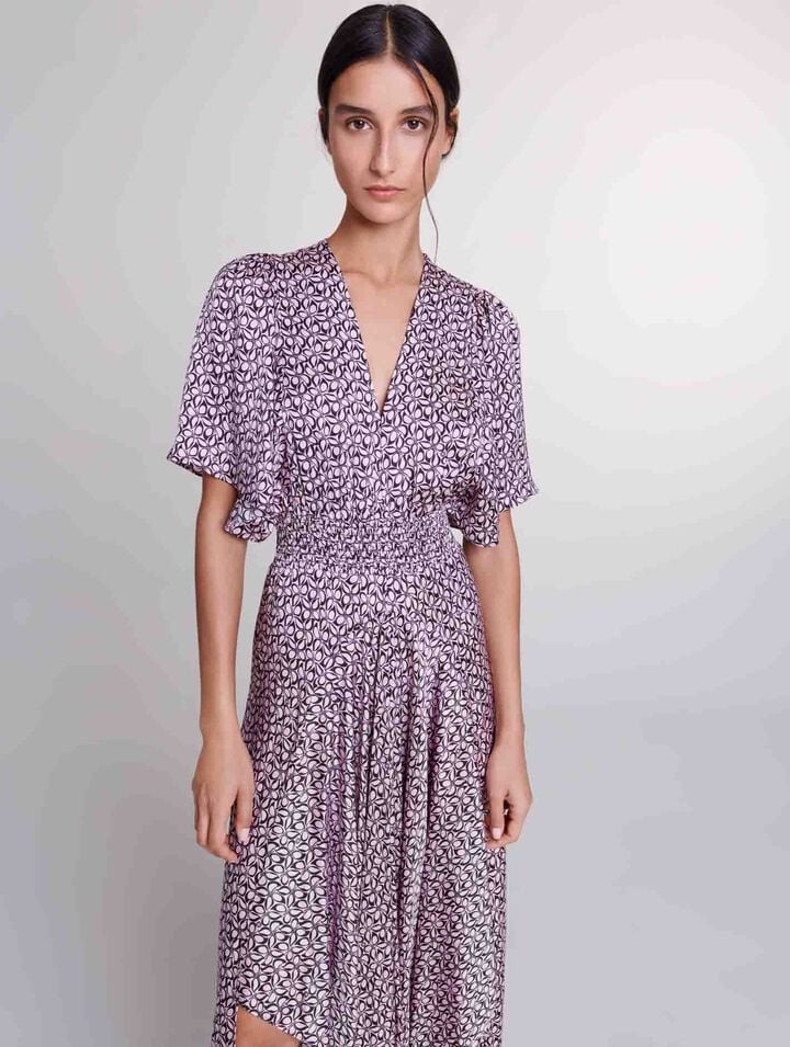 Robe longue satinée imprimée