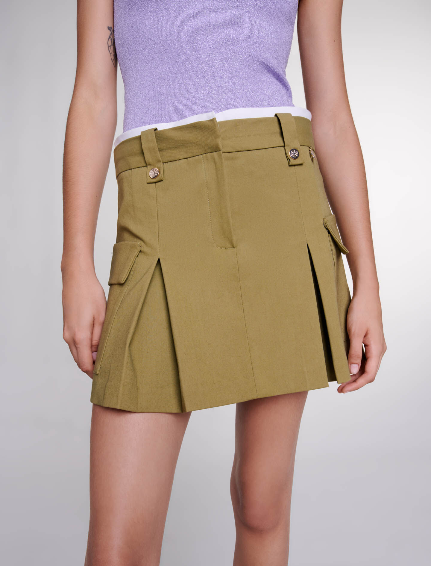 Pleated mini skirt Brown For Women | Maje