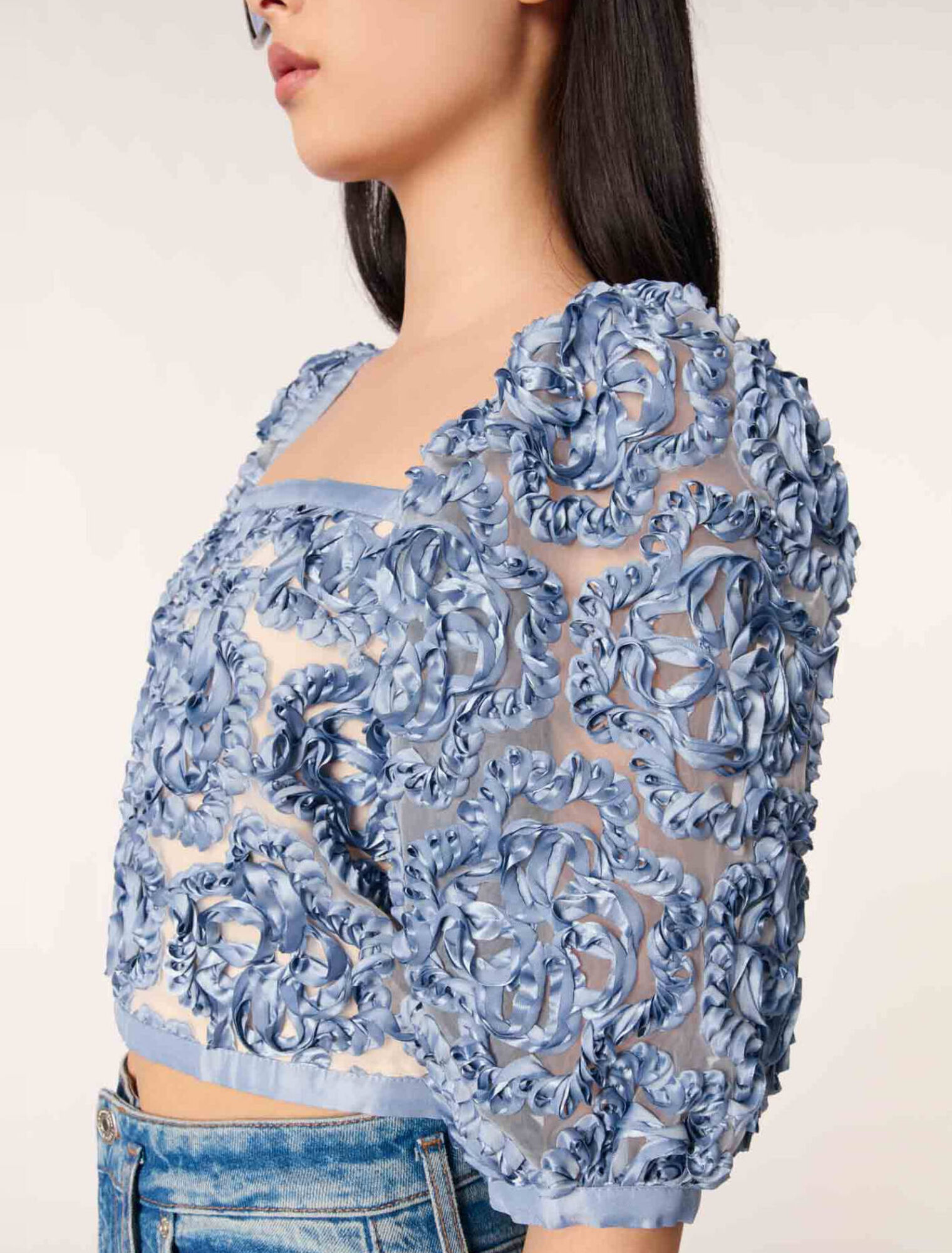 Top en organza motif floral