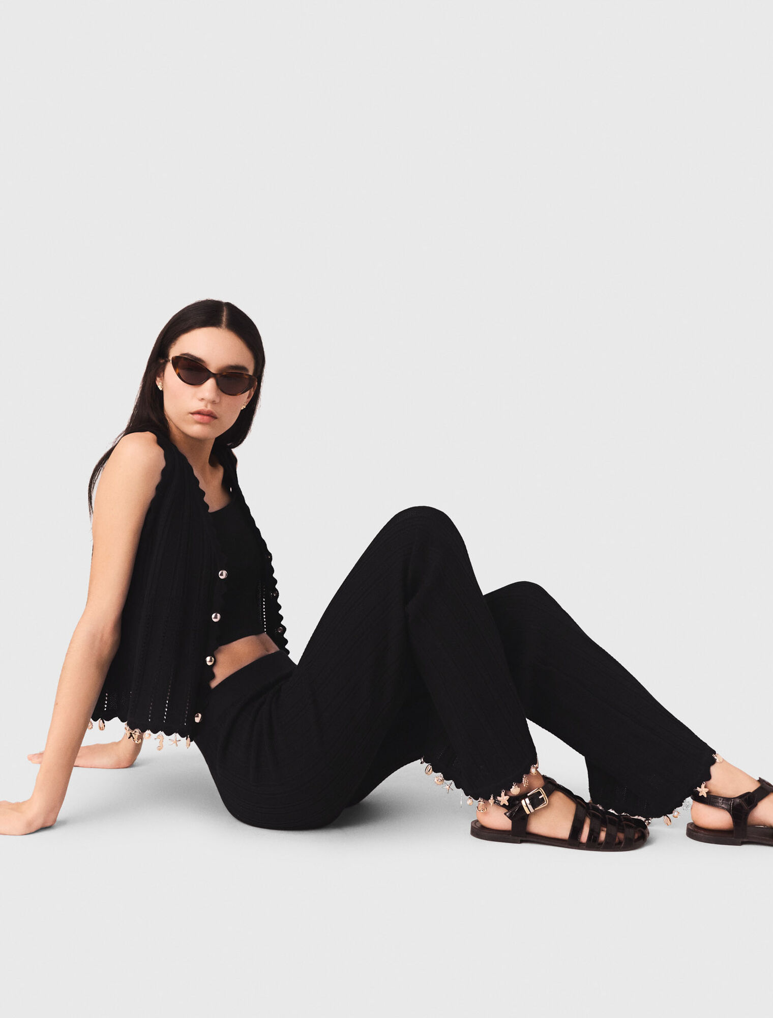 Jewelled knit trousers