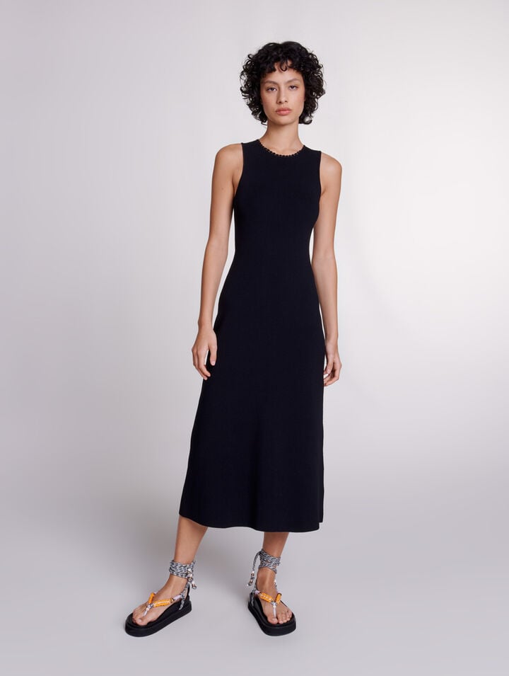 Robe longue en maille à découpes