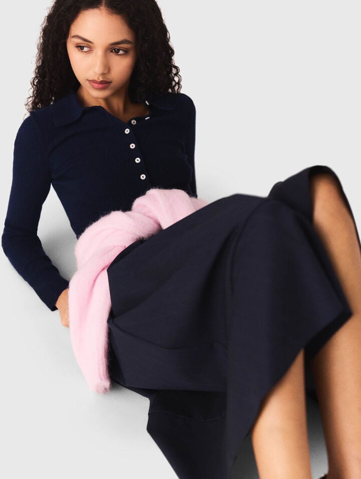 Polo collar ribbed jumper