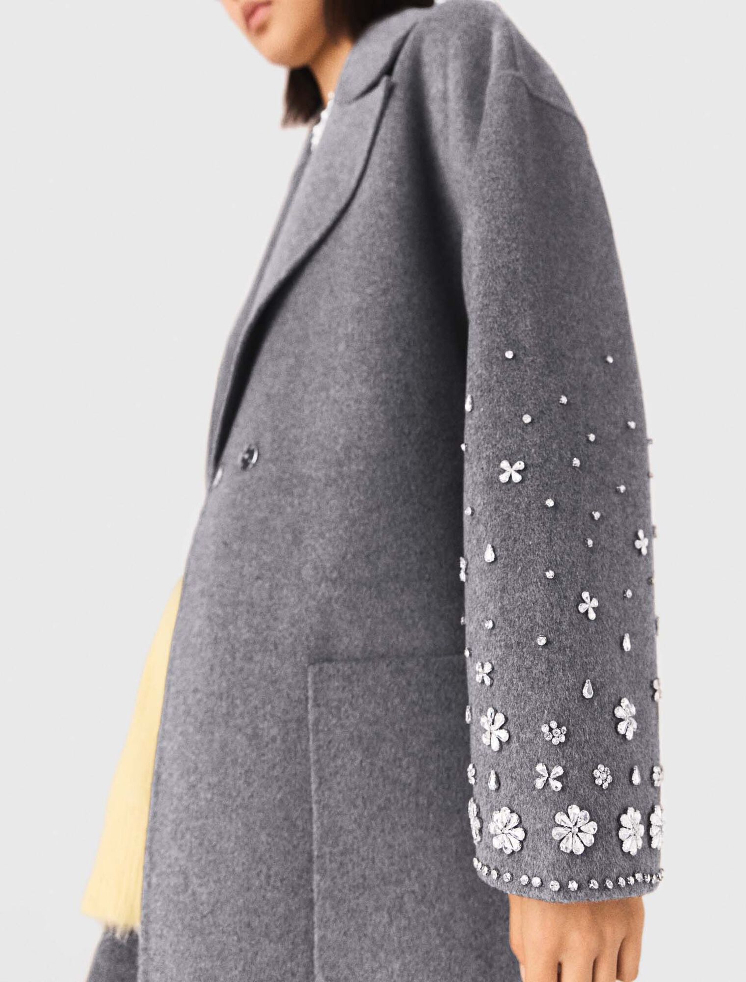 Manteau long double face et strass