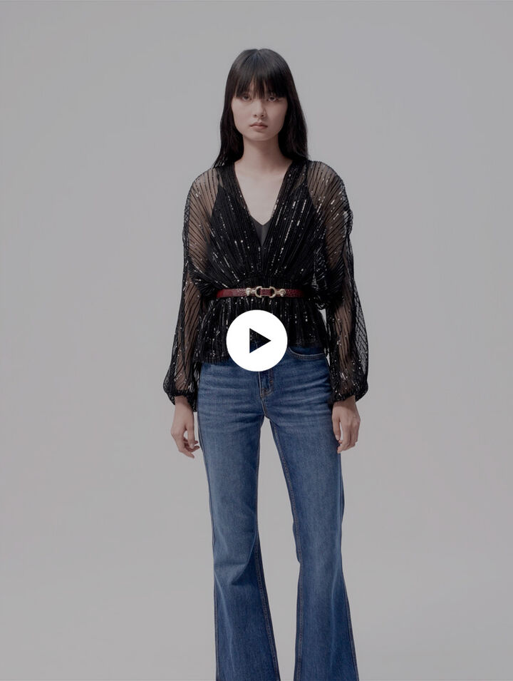 Top ceintur&eacute; &agrave; sequins