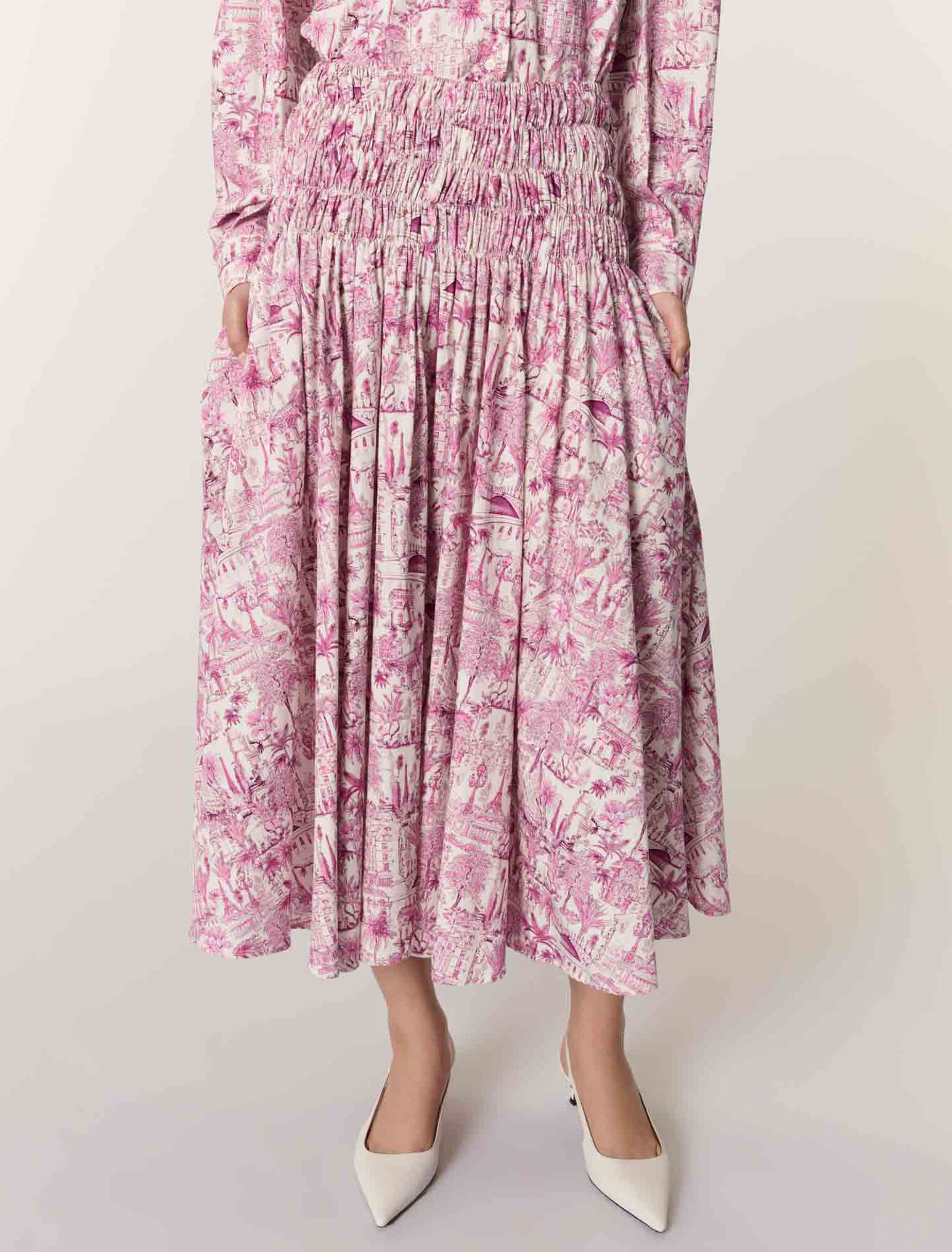 Jupe à taille smockée élastiquée 