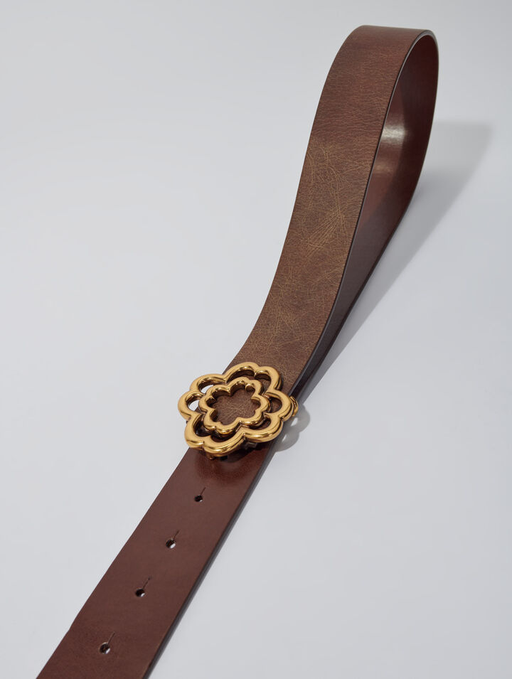 Ceinture en cuir vieilli Clover