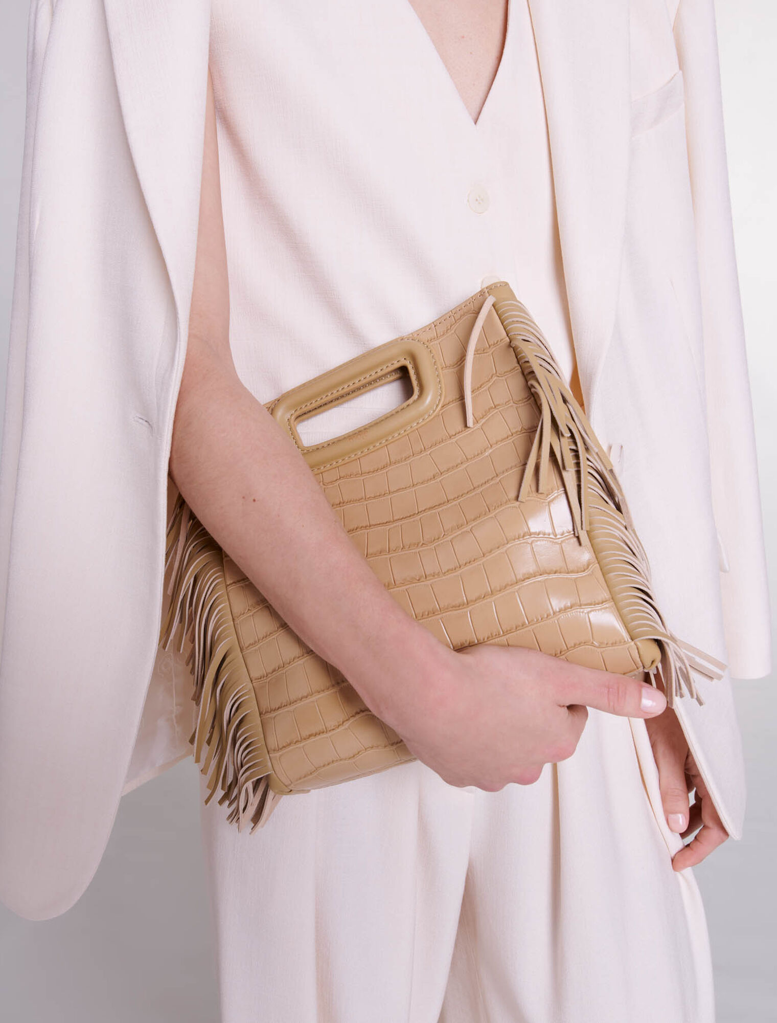 Sac M en cuir effet croco
