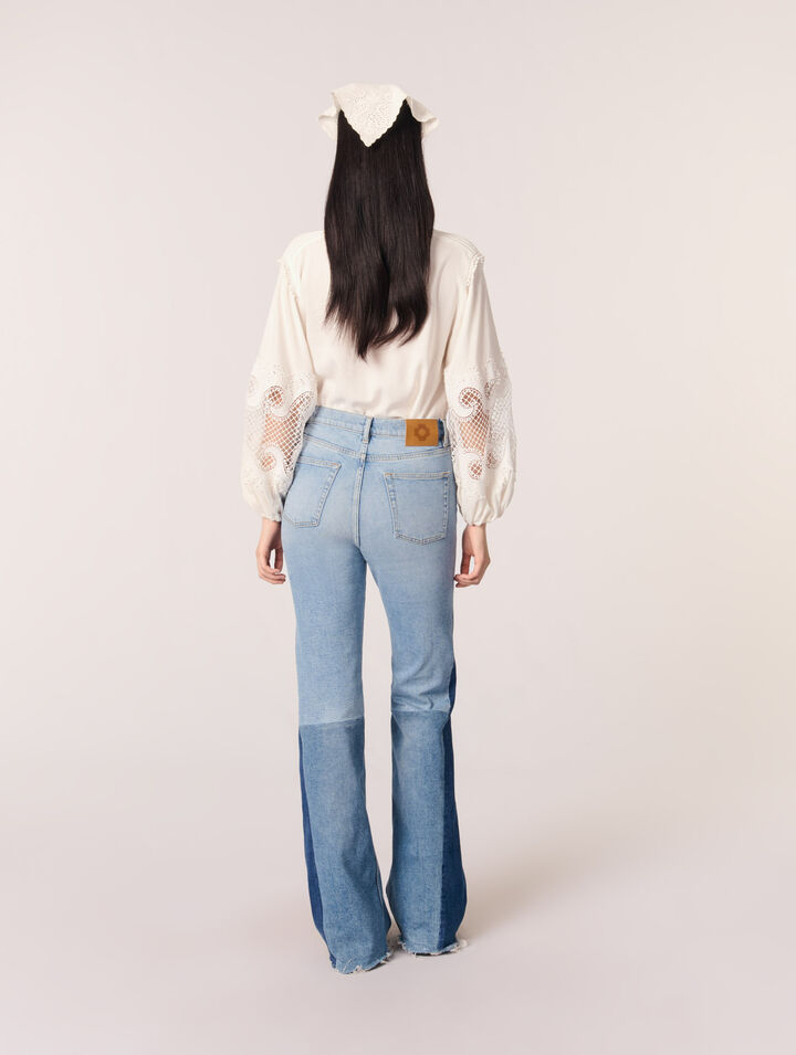 Shirt with embroidered sleeves