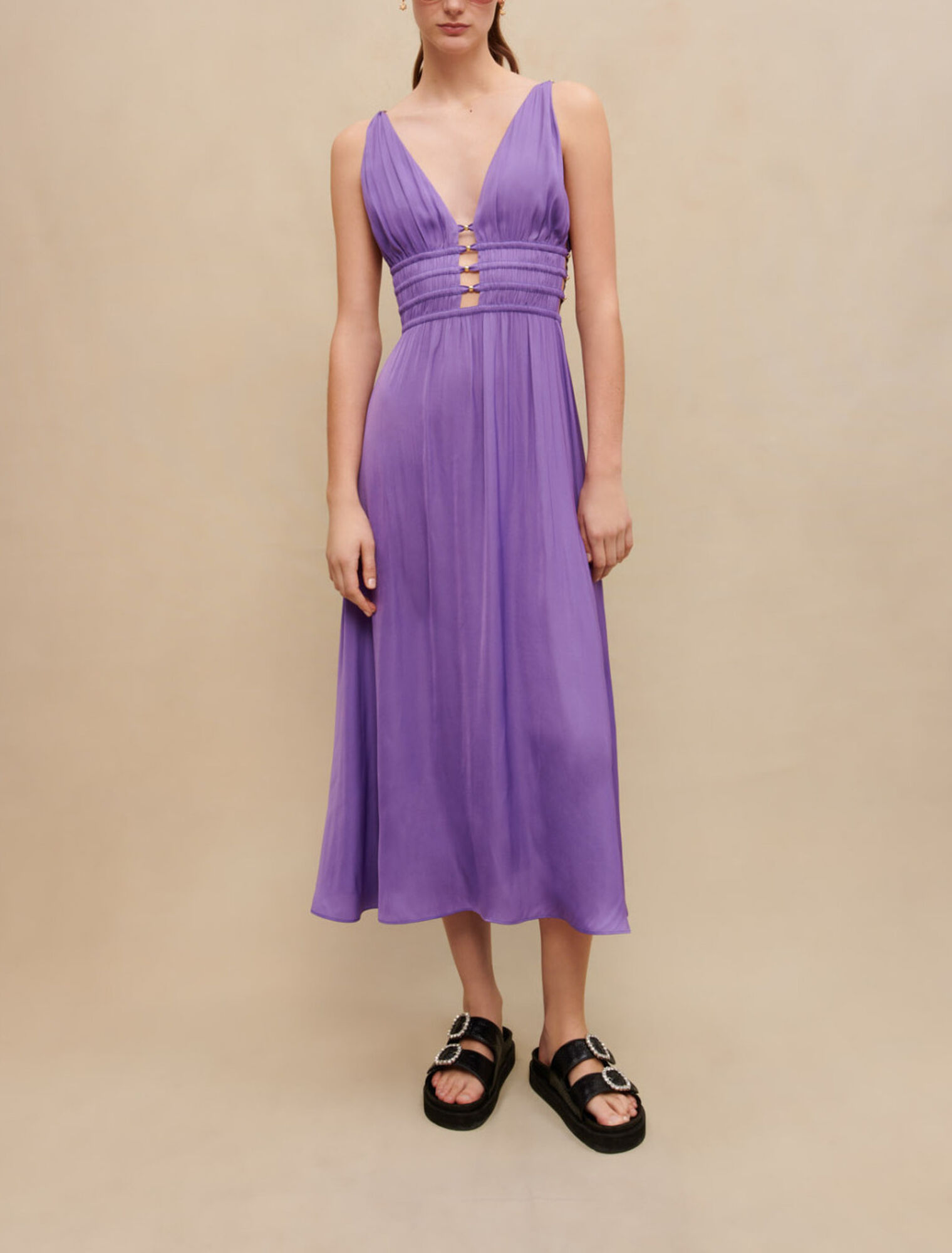 Robe longue satinée