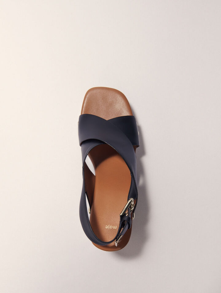 Sandales compensées en cuir