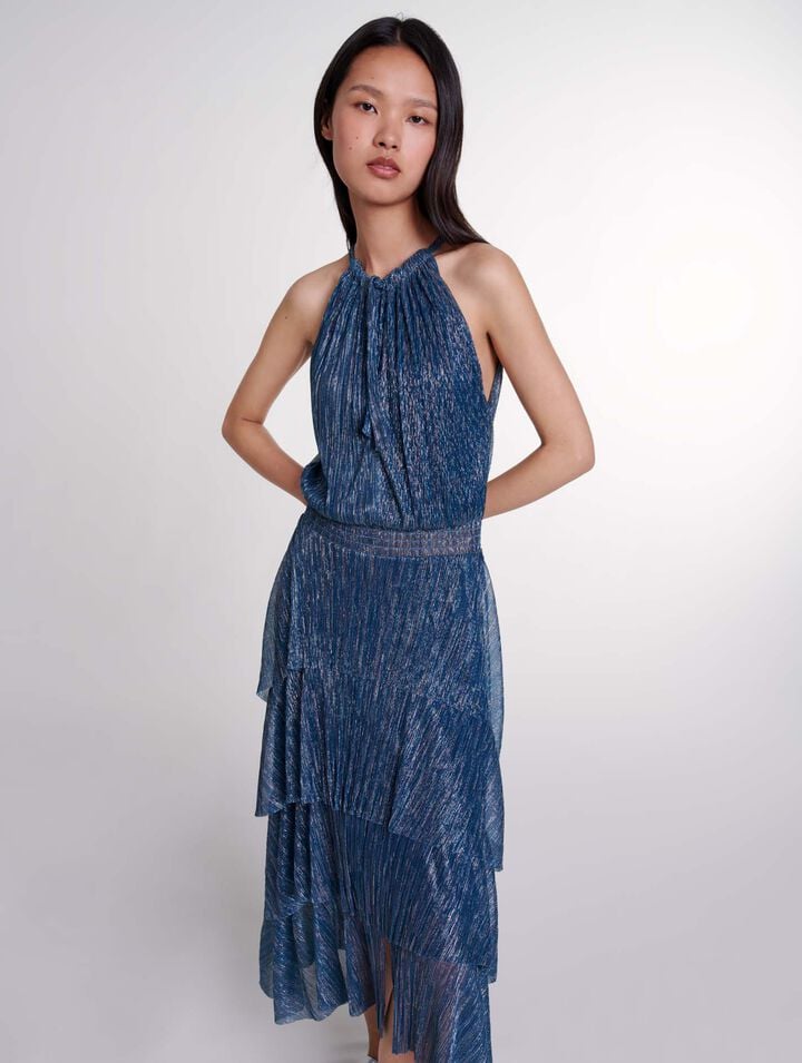 Robe longue lamée à volants