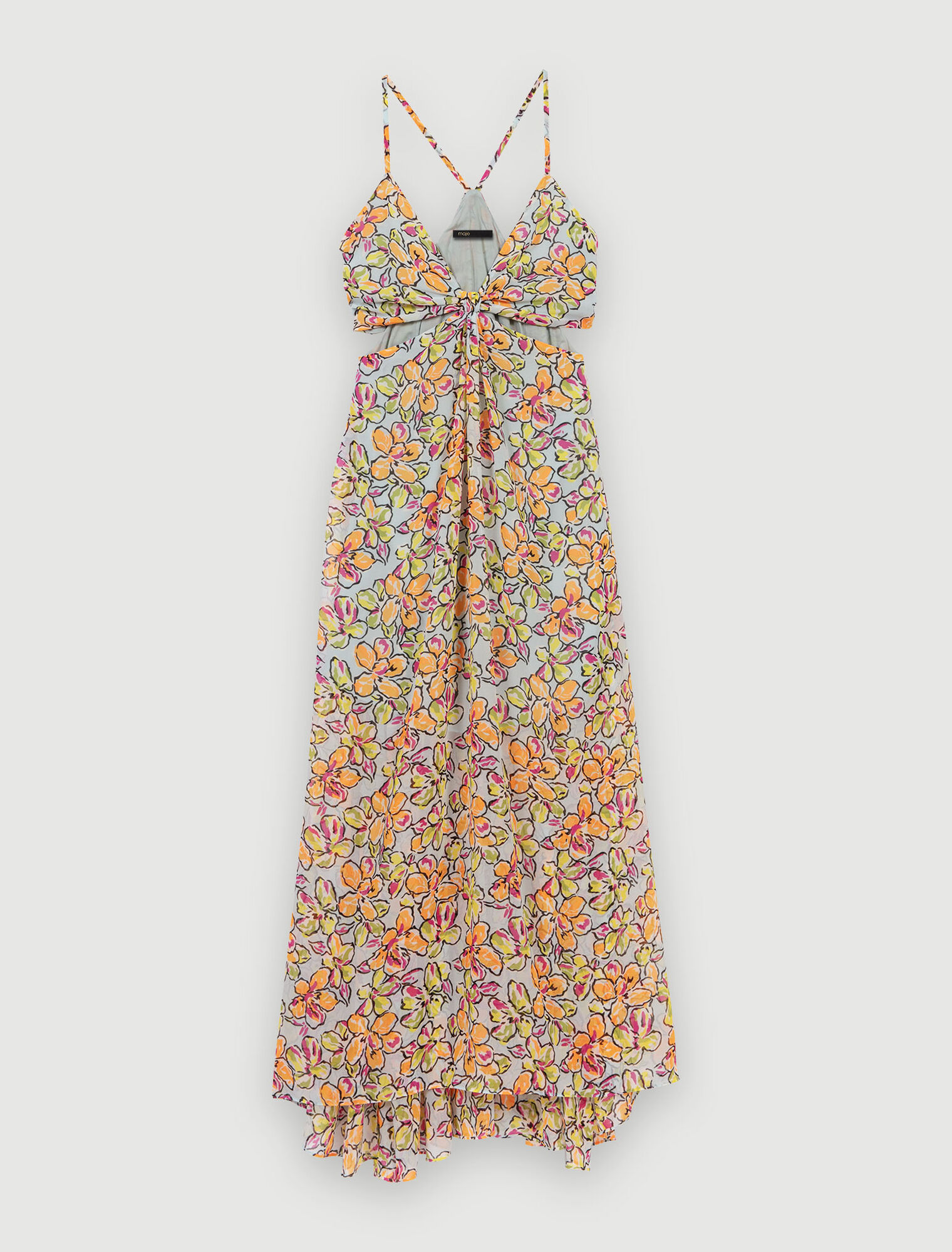 Long floral dress with cut-outs
