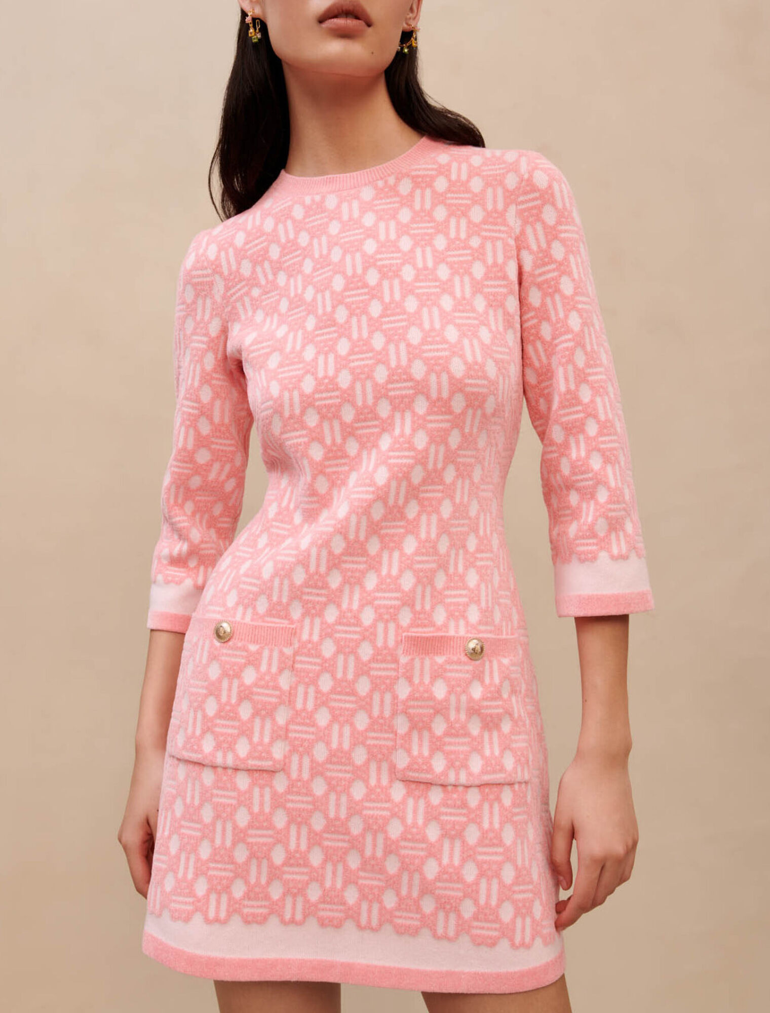 Robe en jacquard rose