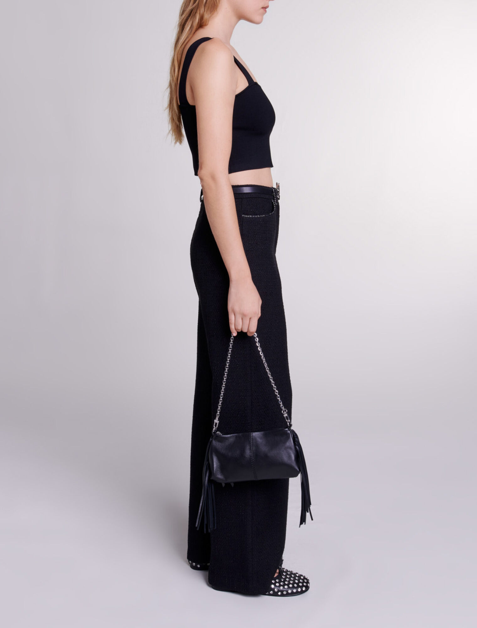 Pantalon large en tweed