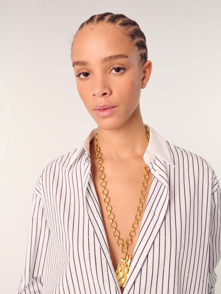 Chemise à rayures strassée