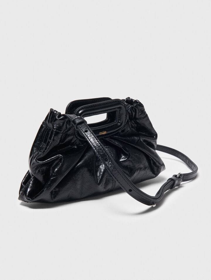 Crackled leather mini clutch