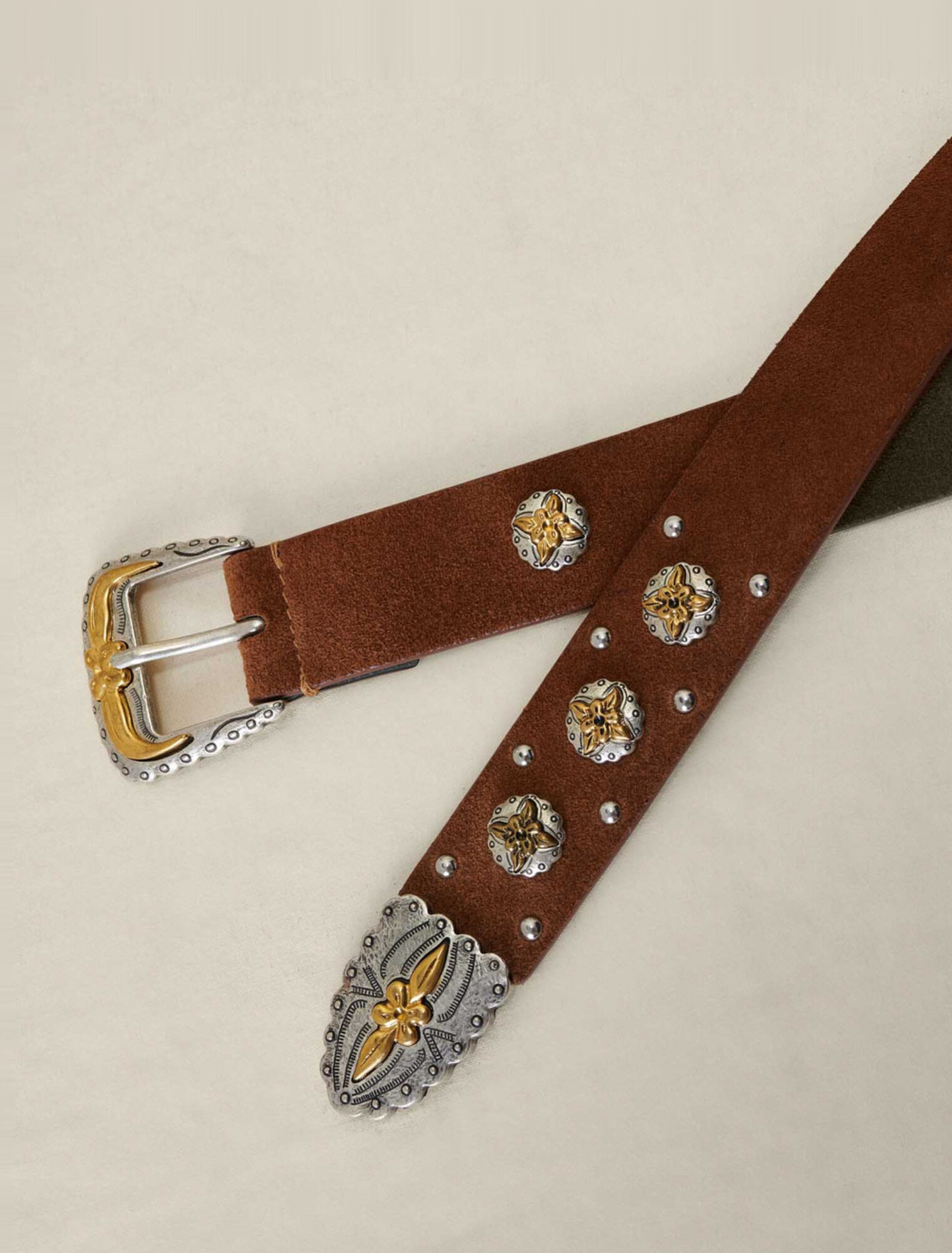 Ceinture western en cuir suède