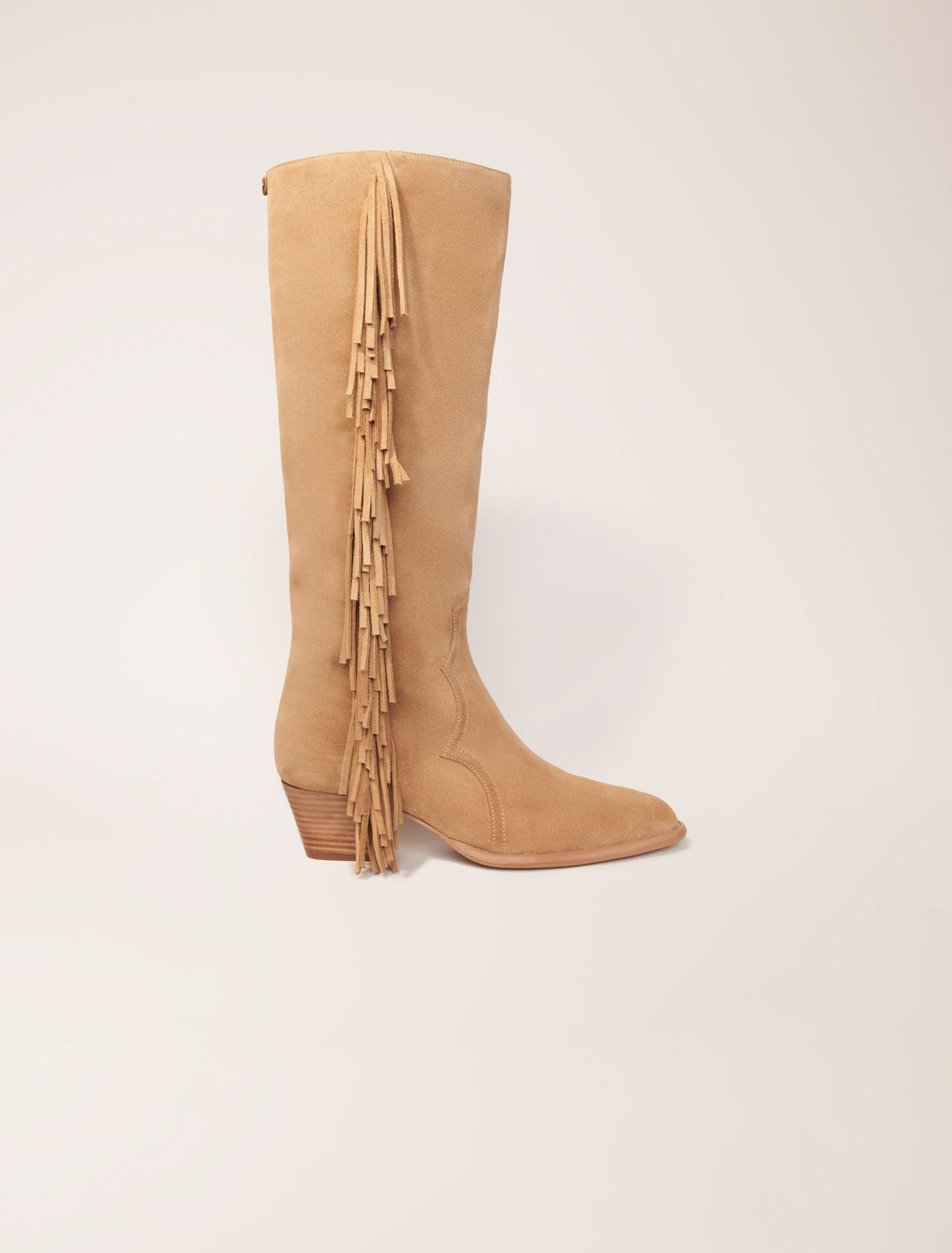 Bottes western en suède à franges