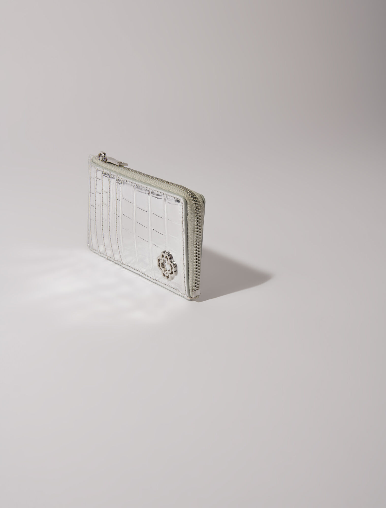 Porte carte en cuir embossé croco