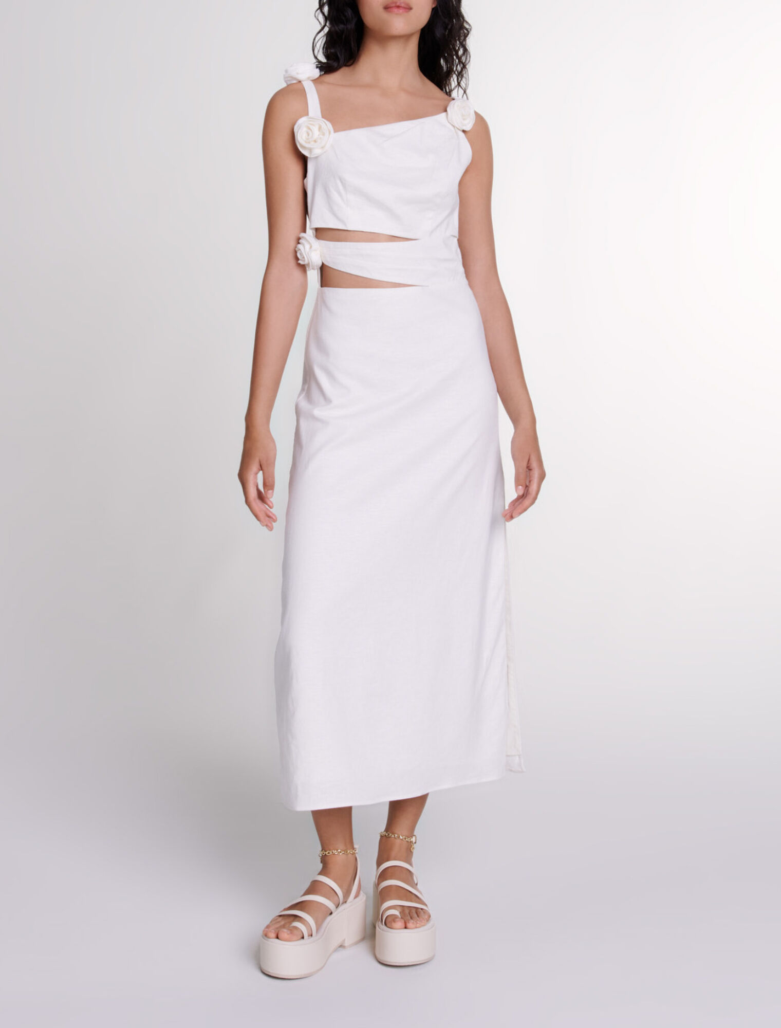 Openwork linen maxi dress