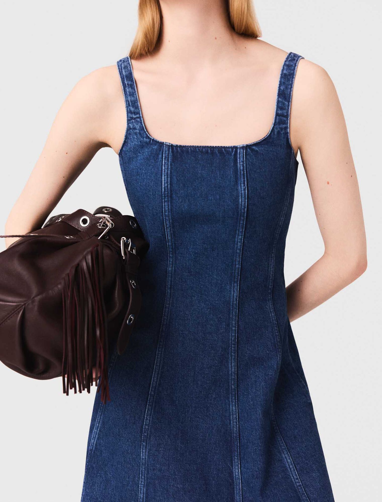 Maxi denim babydoll dress