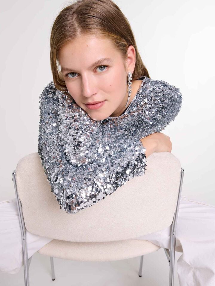 Top manches longues en sequins