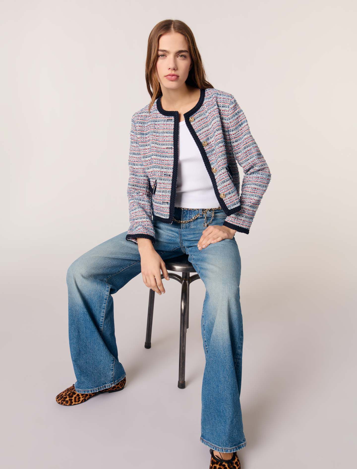 Short tweed jacket Bicolor For Women | Maje