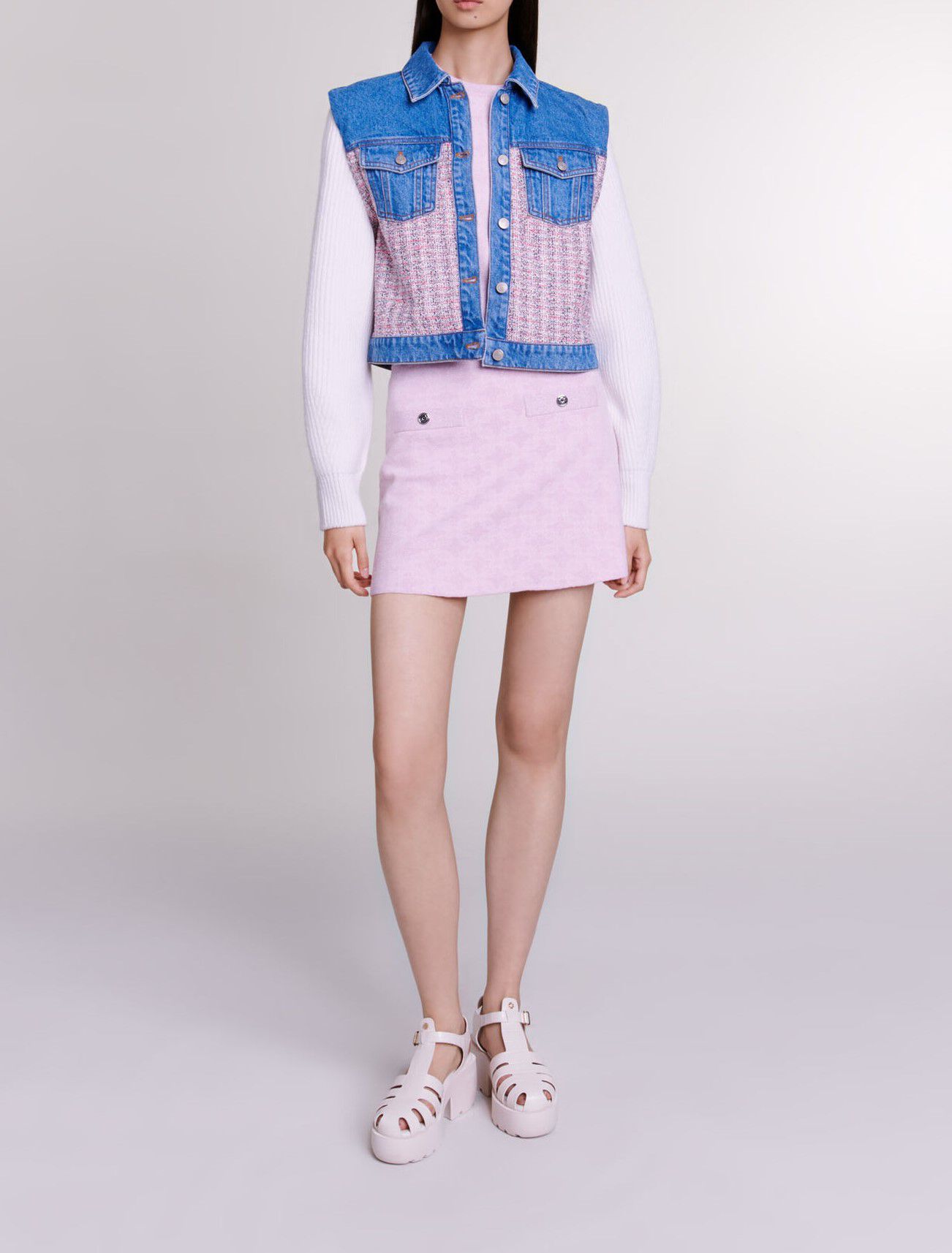 Jacquard knit skirt Pink For Women | Maje