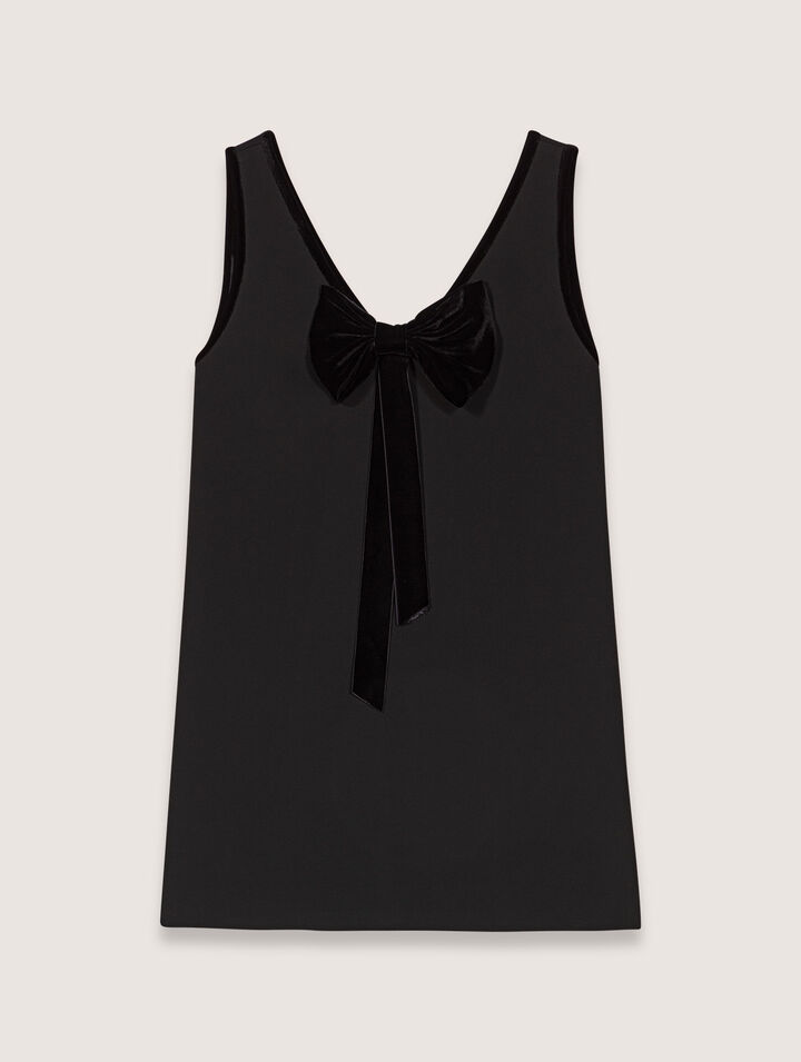 Pinafore mini dress with velvet collar