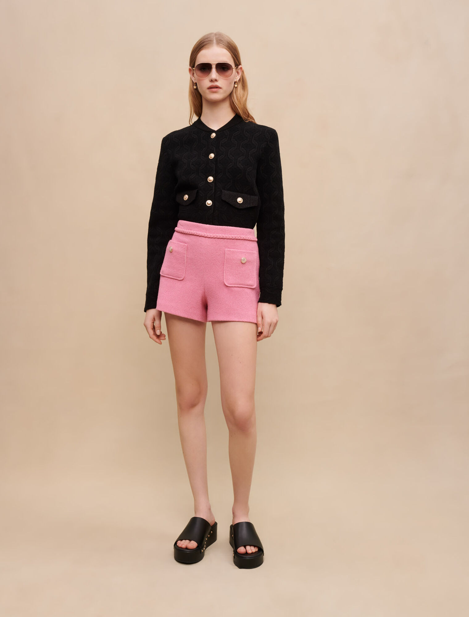Knit cardigan with shiny motifs