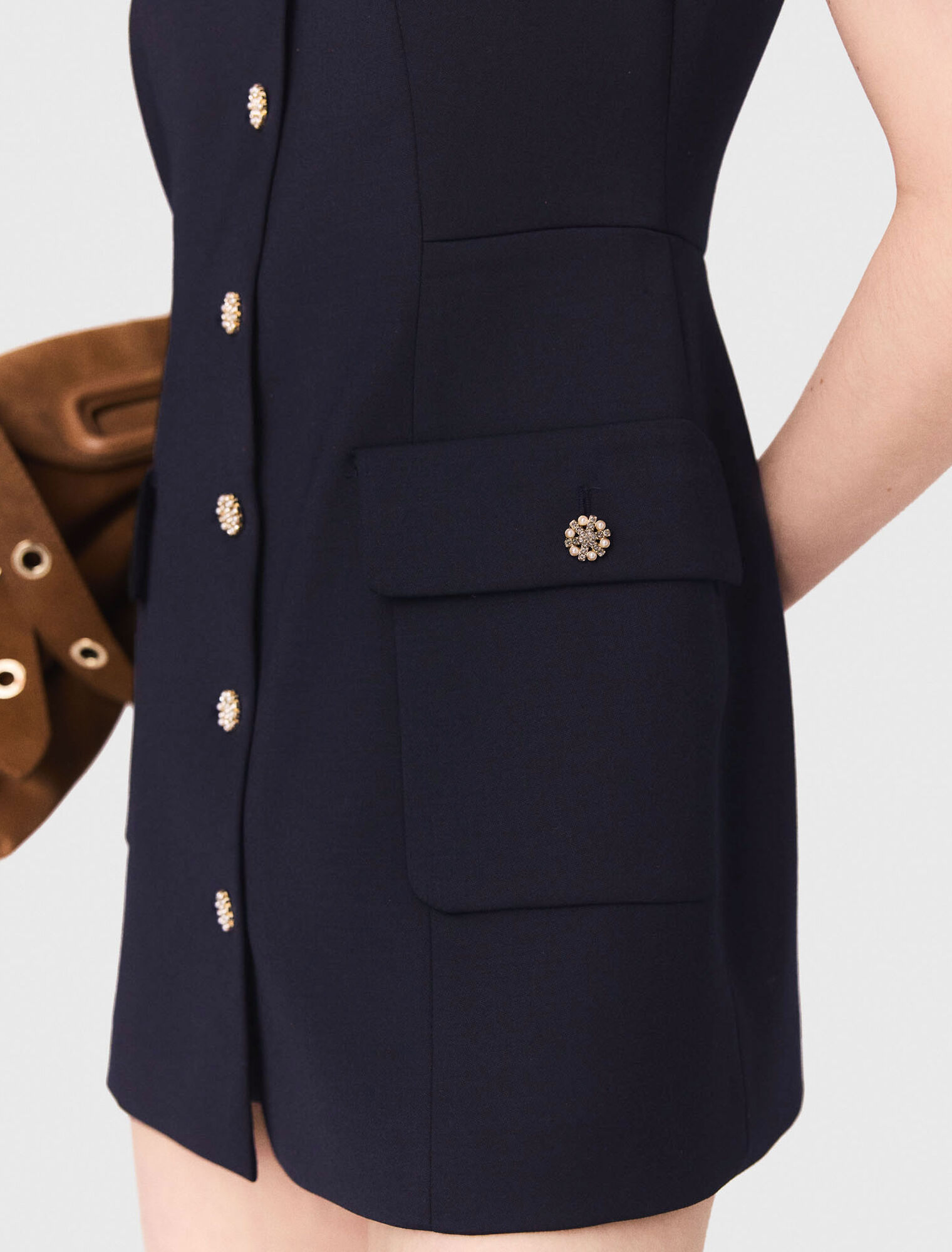 Layered-effect wool-blend jumpsuit