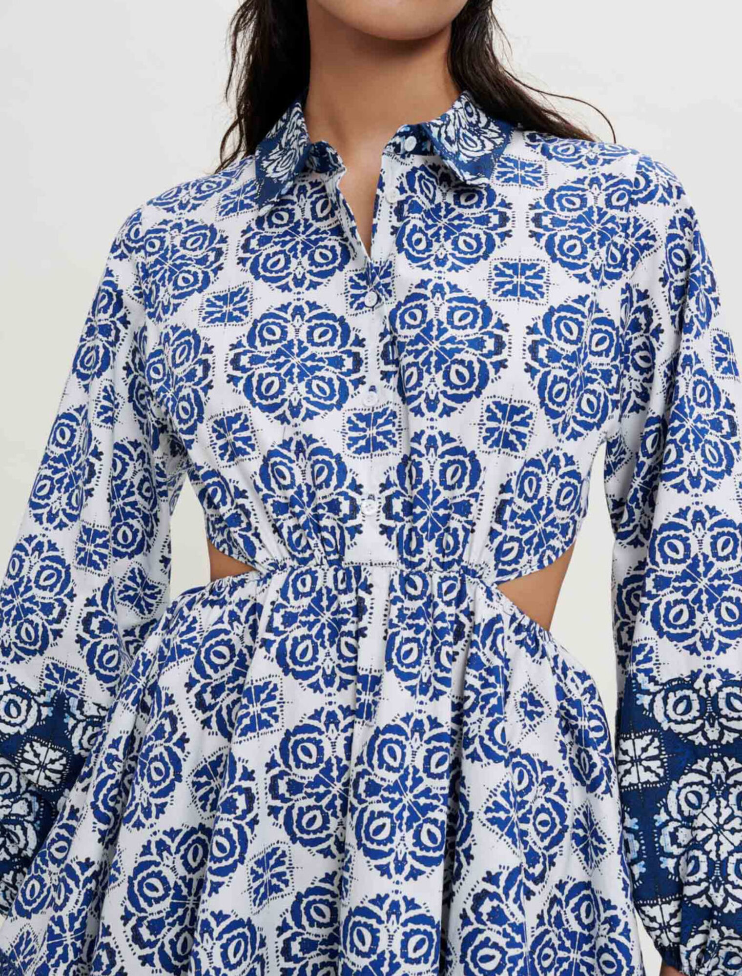 Printed cotton poplin dress