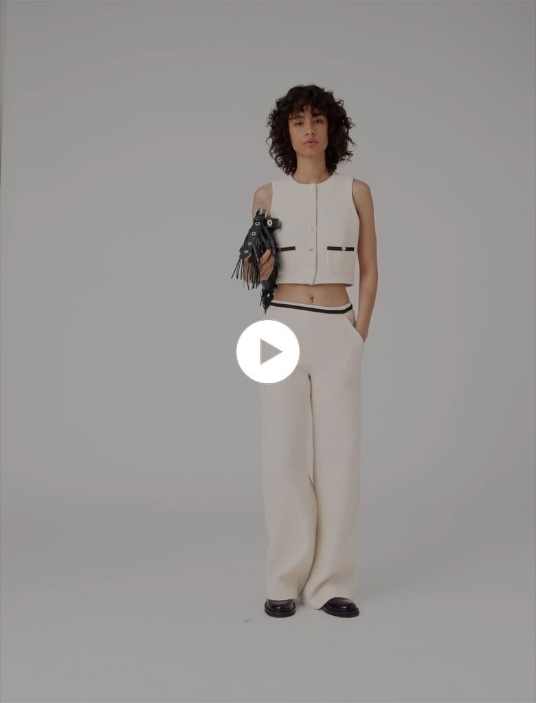 Wide leg tweed-effect trousers White For Women | Maje