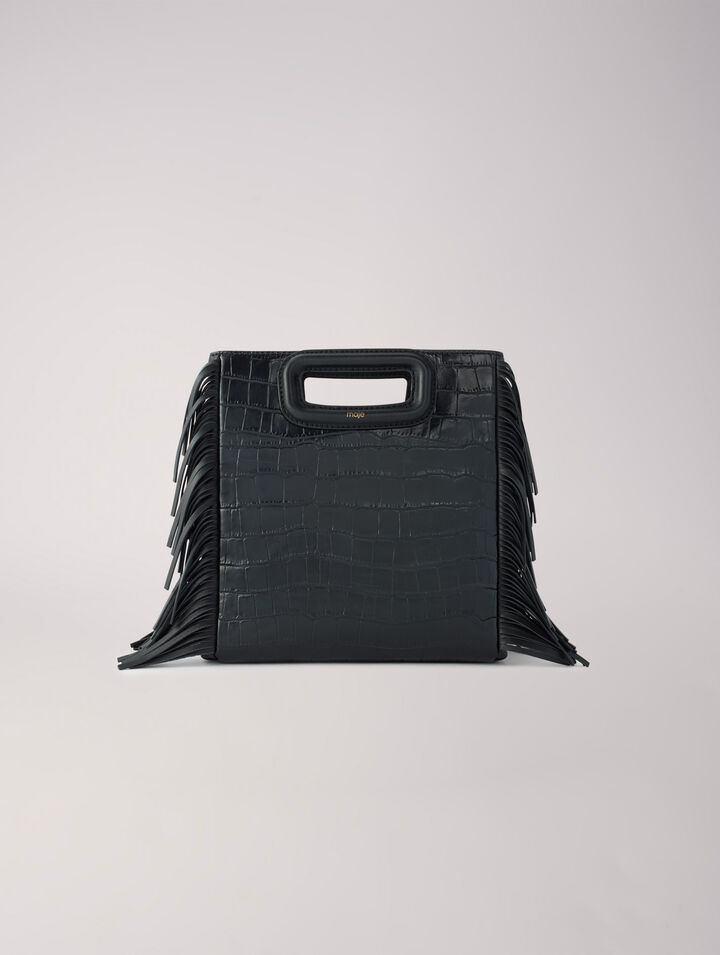 Sac M en cuir effet croco