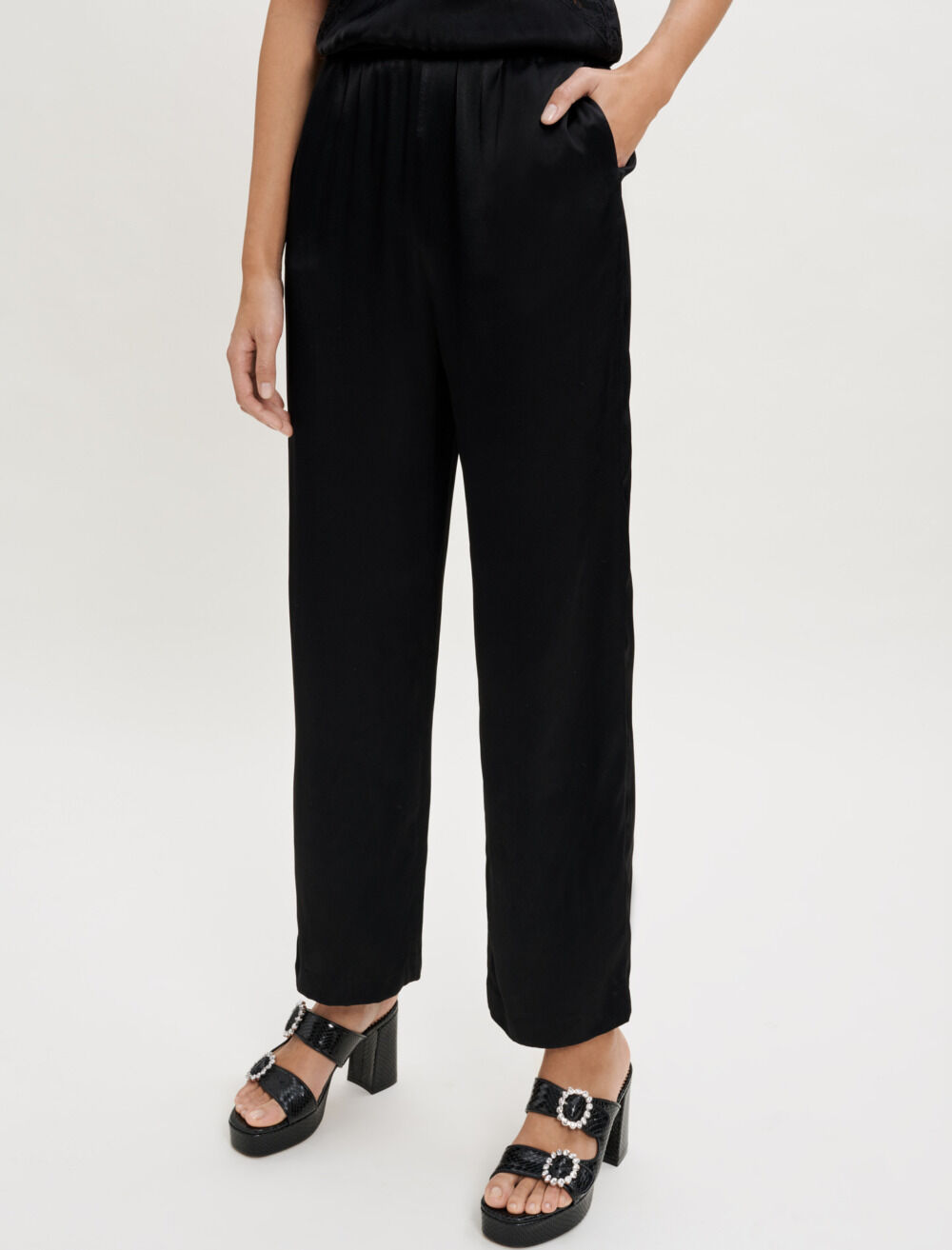 Satin jumpsuit with straps