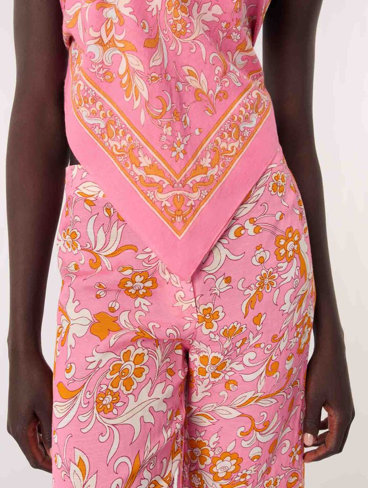 Patterned linen trousers