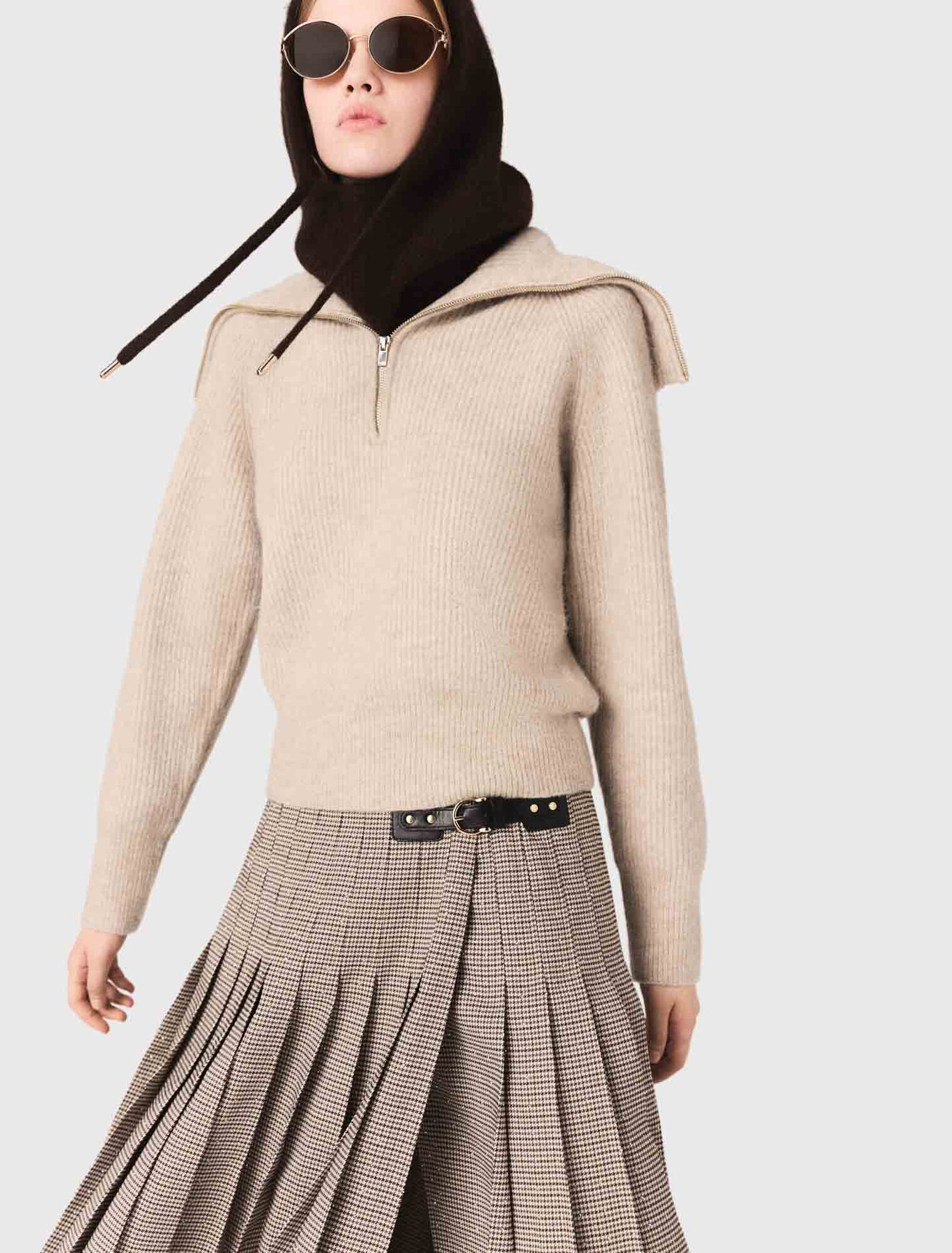 Rhinestone jumper with half-zip collar Rhinestone jumper with half-zip collar