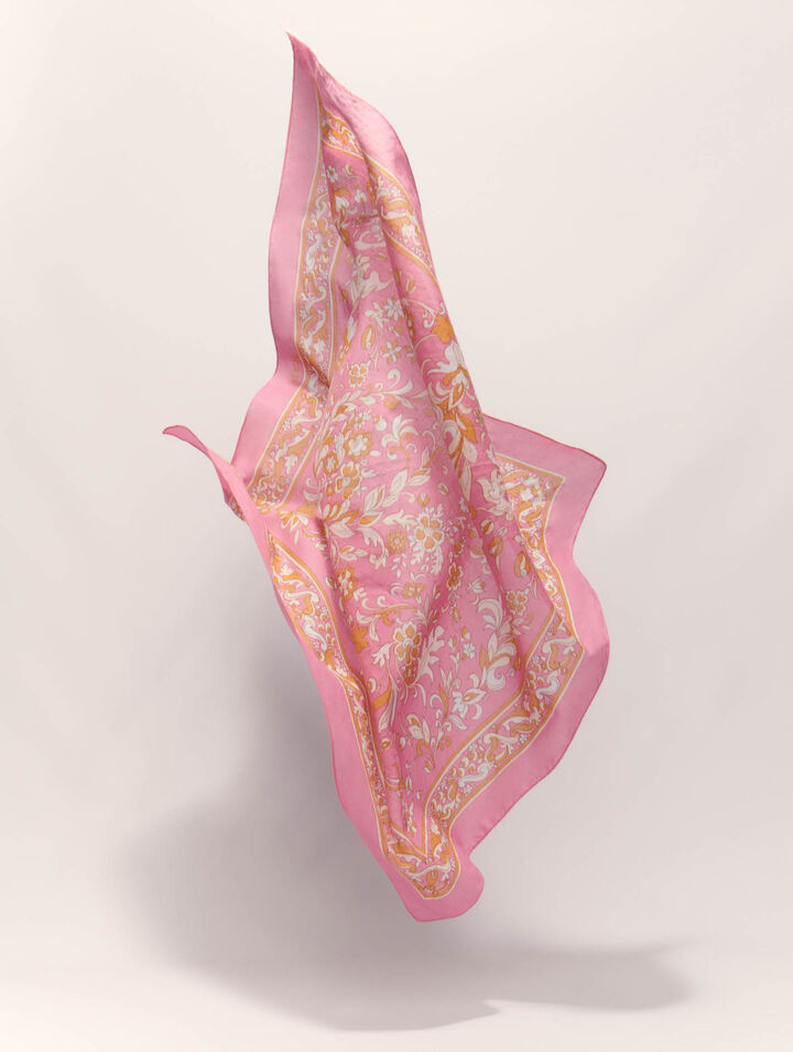 Foulard 65 x 65 imprim&eacute; fleurs
