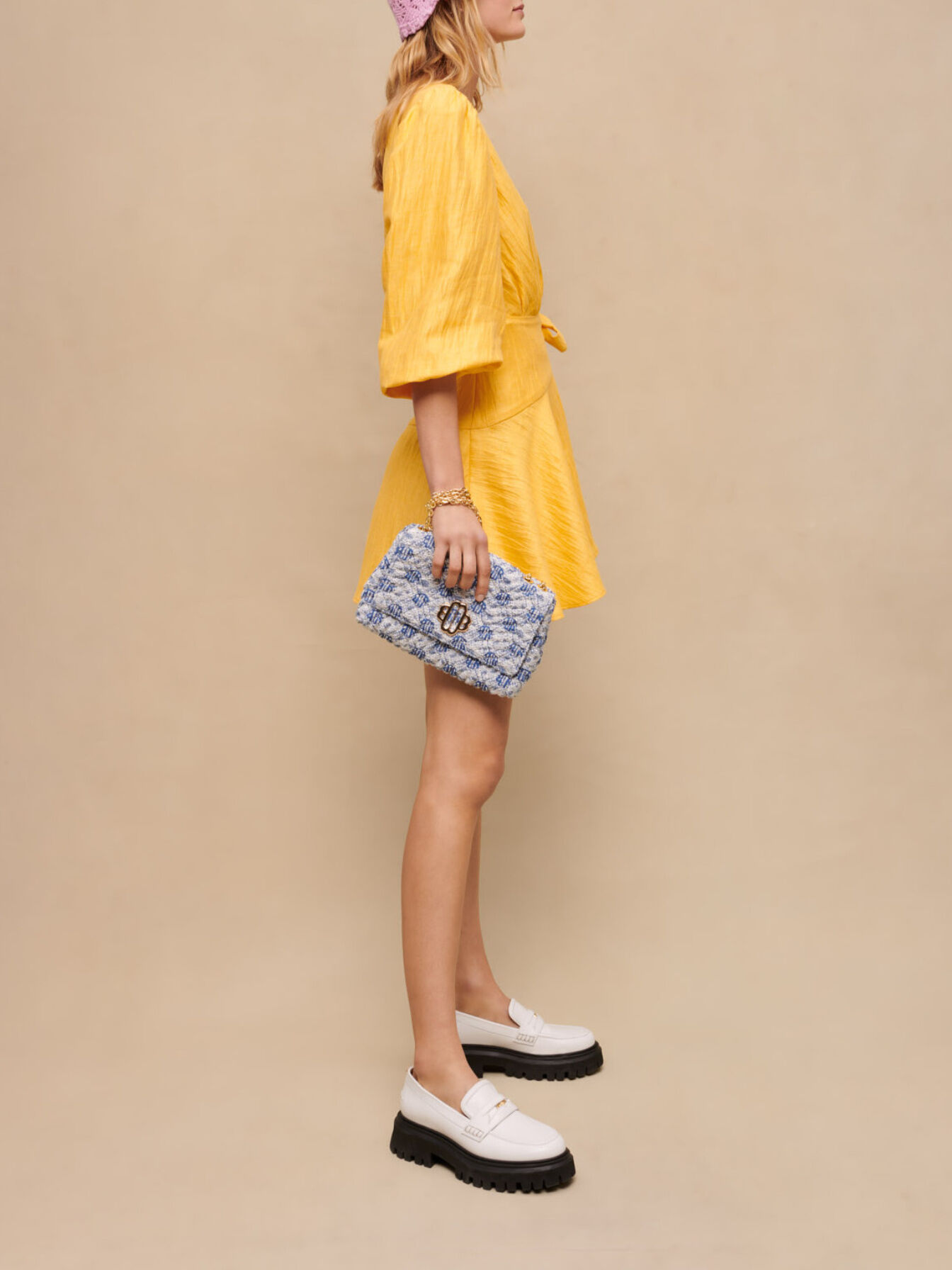 Wrap dress with tie Yellow / Orange For Women | Maje