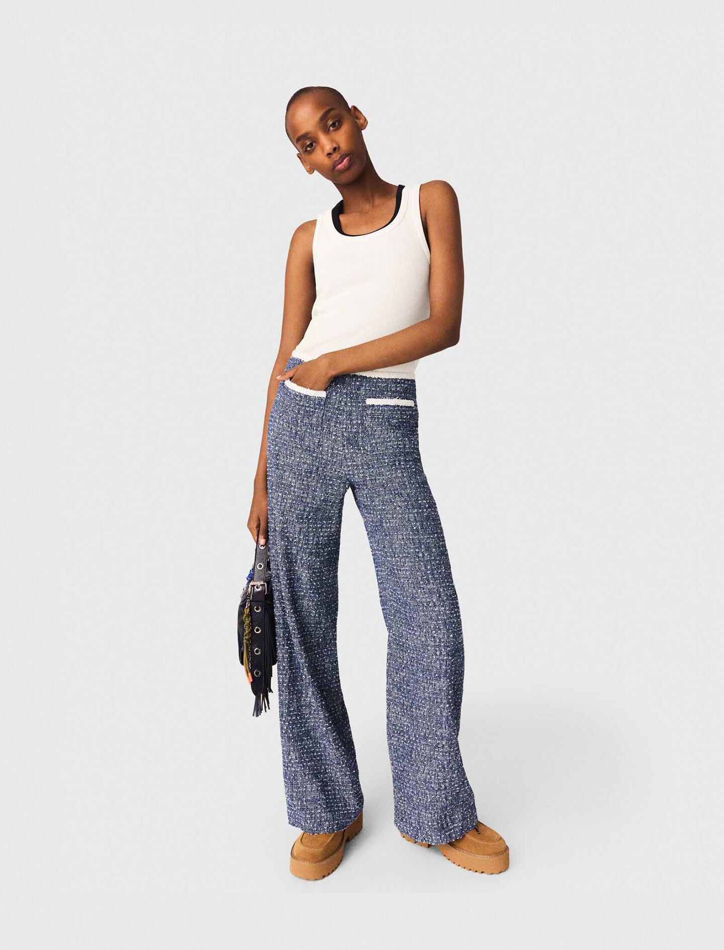 Tweed trousers Blue For Women | Maje