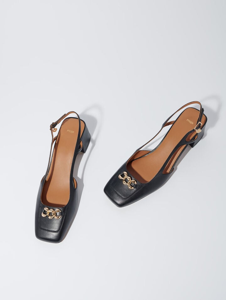 Escarpins à bouts carrés en cuir