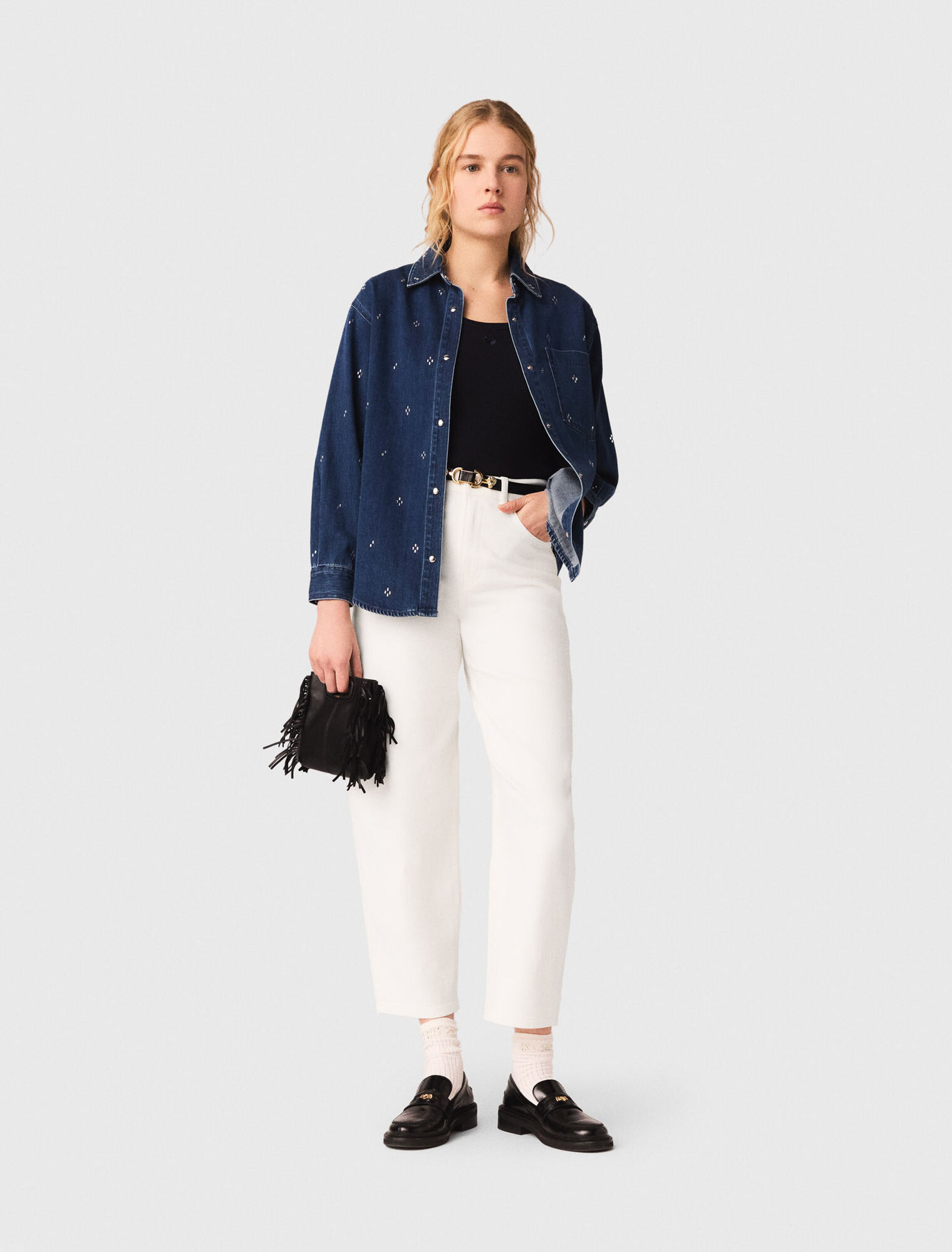 Chemise en denim strass&eacute;