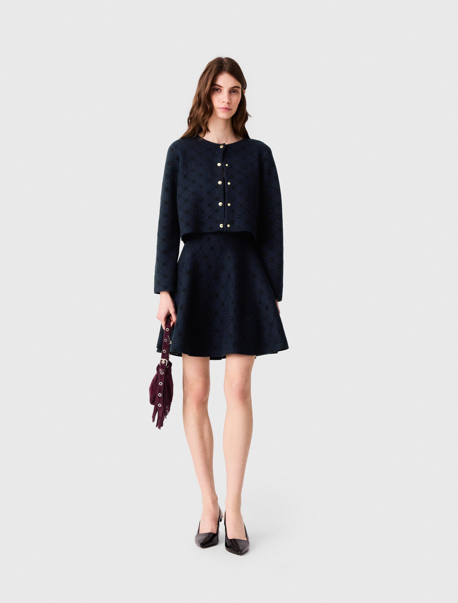 Jacquard cardigan with sequins