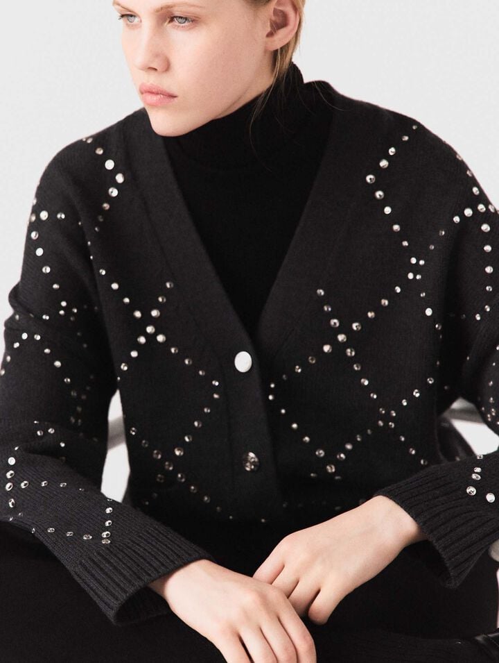 Cardigan à carreaux strassé