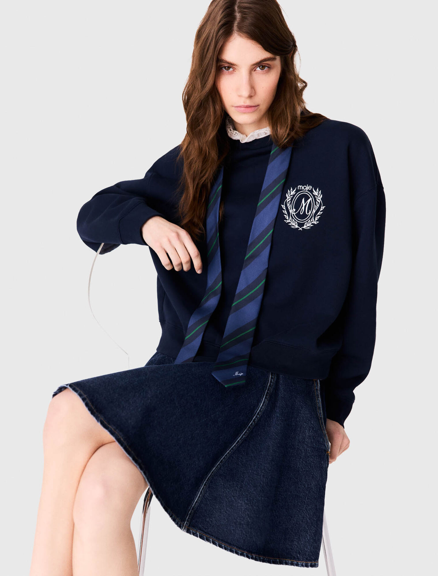 Sweatshirt avec d&eacute;tails en popeline