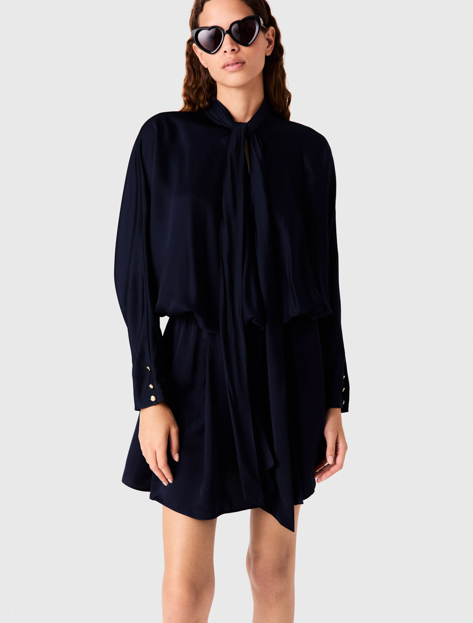 Short draped satin dress