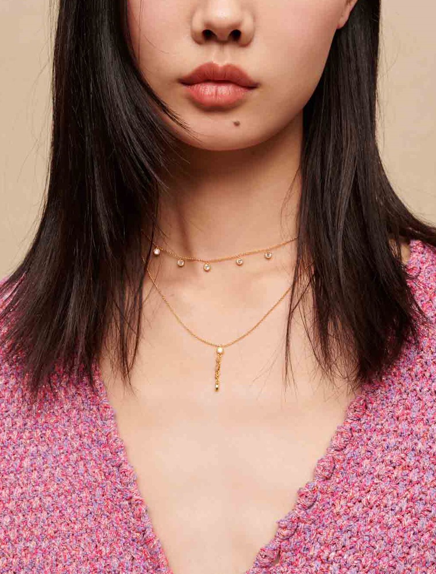 Diamanté double necklace