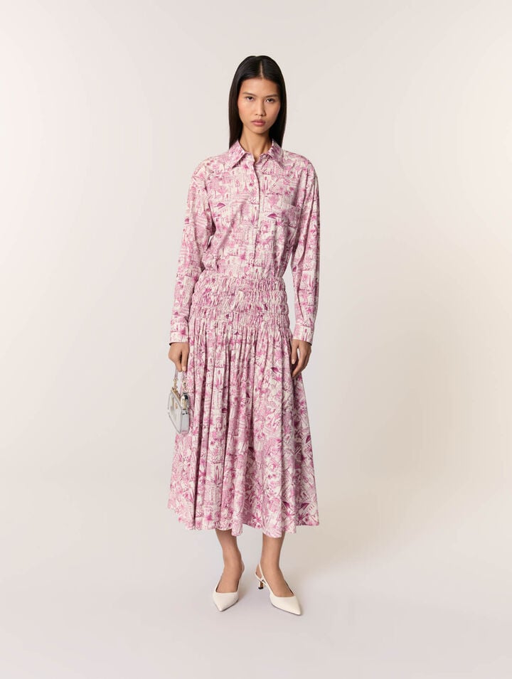 Jupe à taille smockée élastiquée 