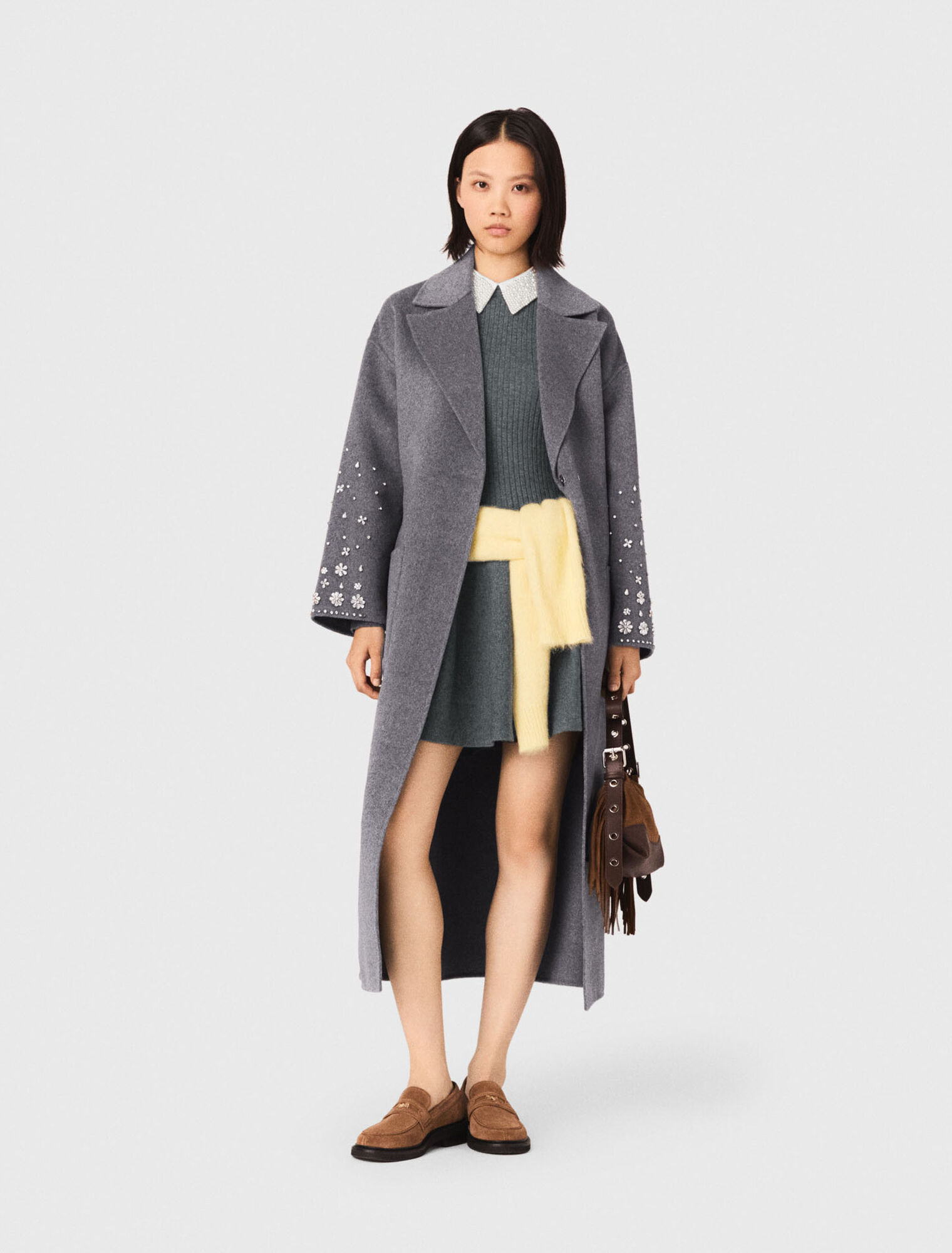 Manteau long double face et strass